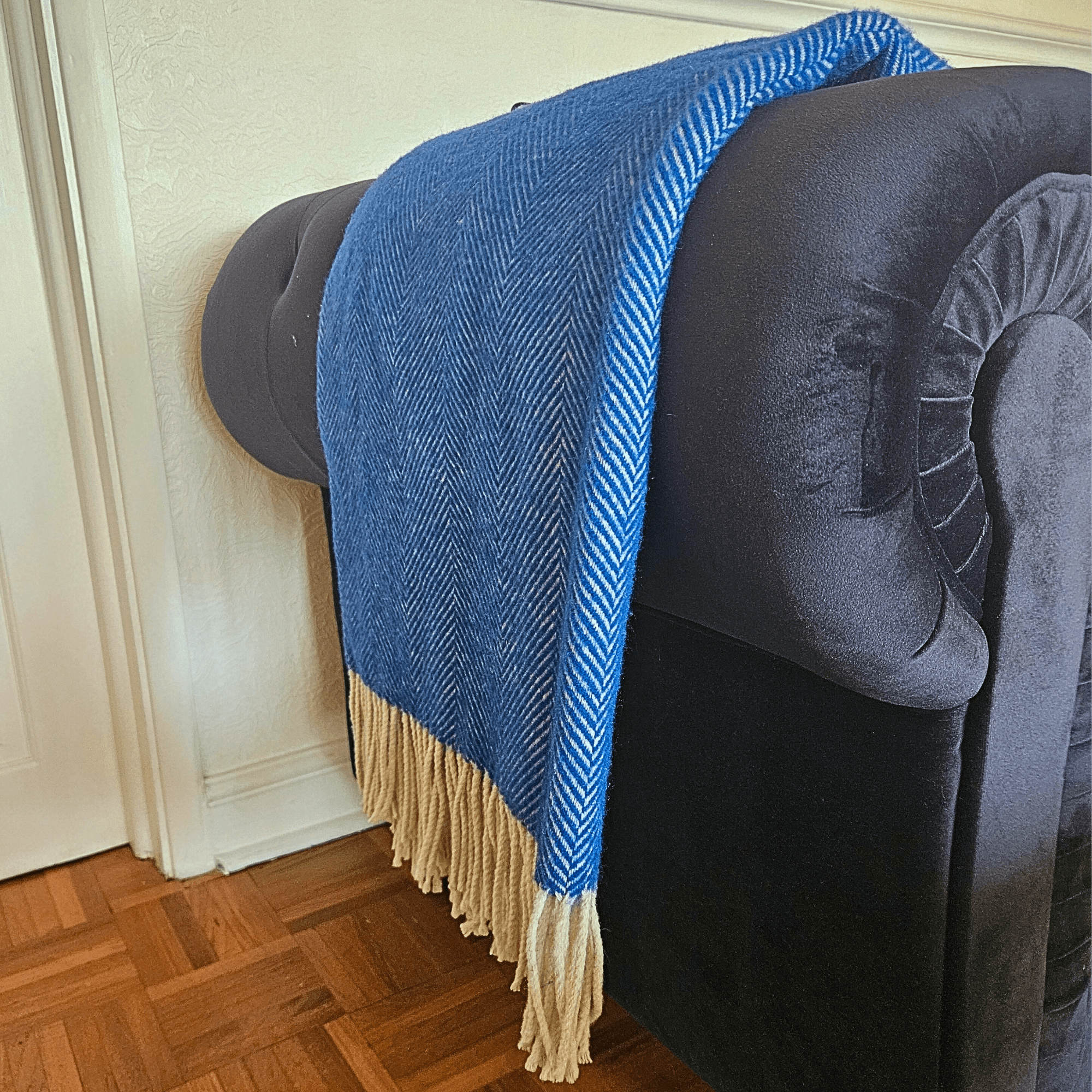 Cobalt Blue Herringbone Blanket – Tielle Love Luxury by Tradelinens