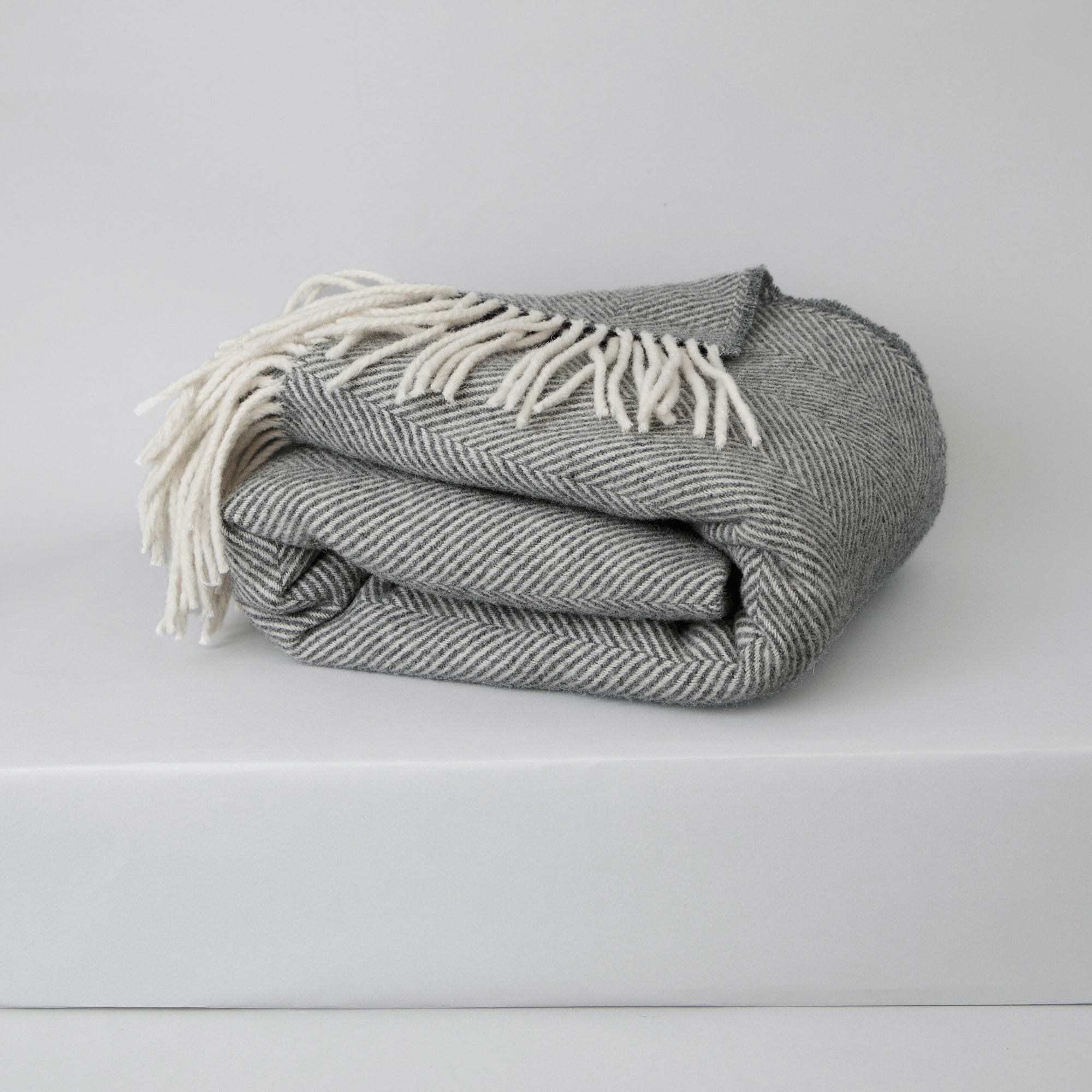 Charcoal Grey Herringbone Blanket