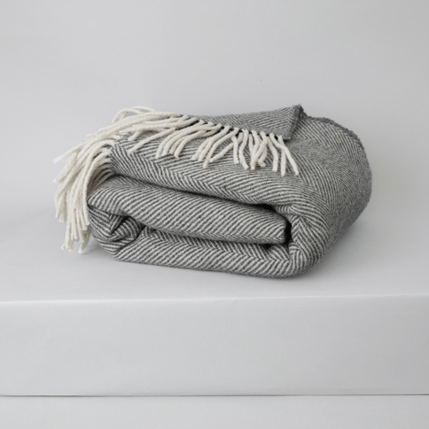 Charcoal Grey Herringbone Blanket