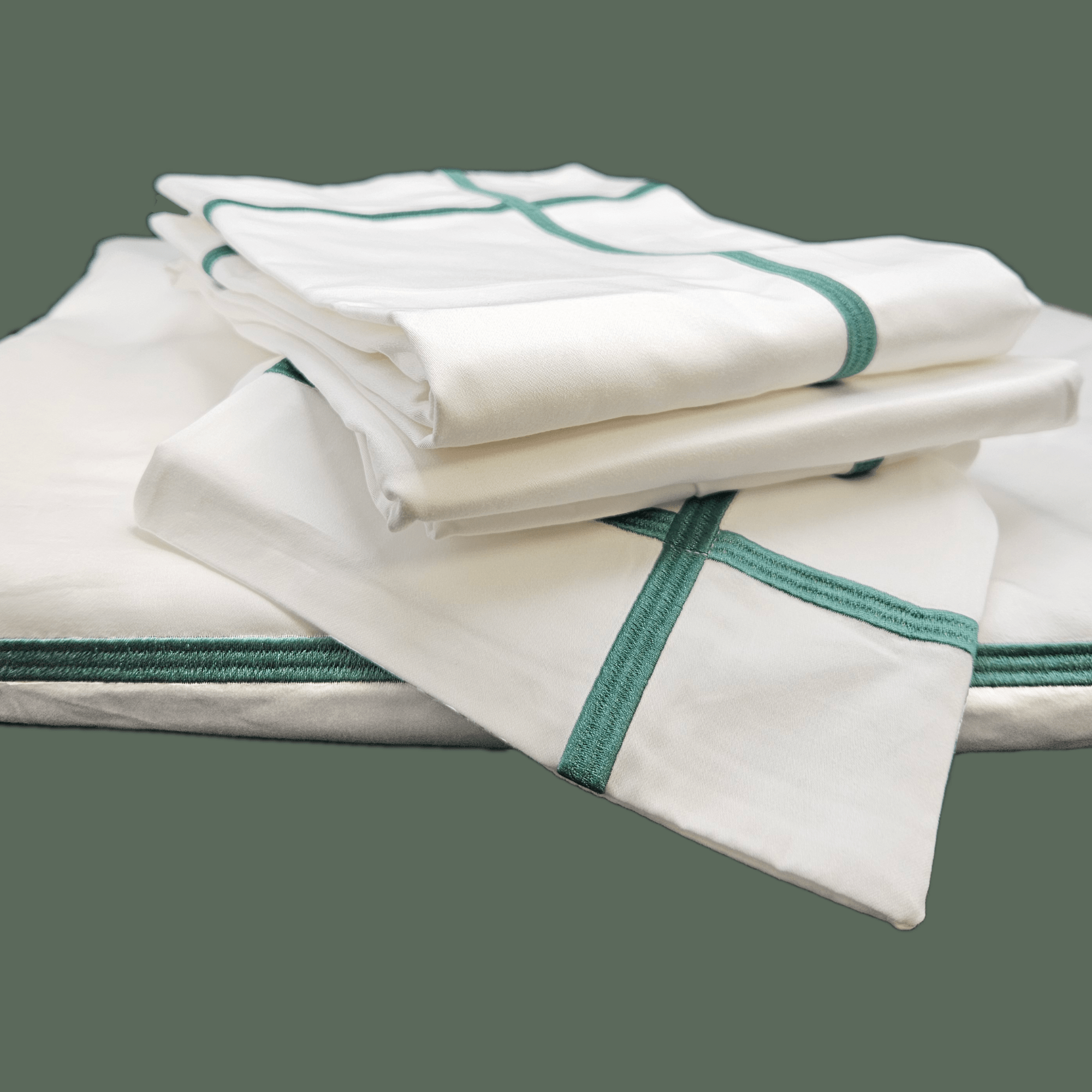 Peacock Green Cross Border 400 Thread Count Bedlinen Set