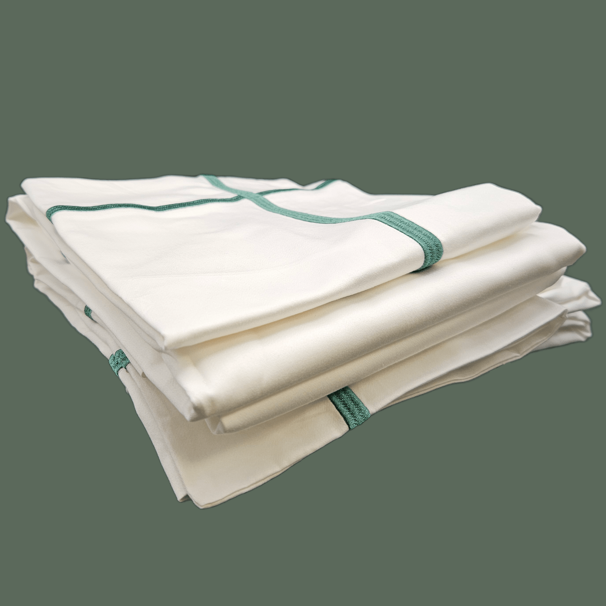 Peacock Green Cross Border 400 Thread Count Bedlinen Set