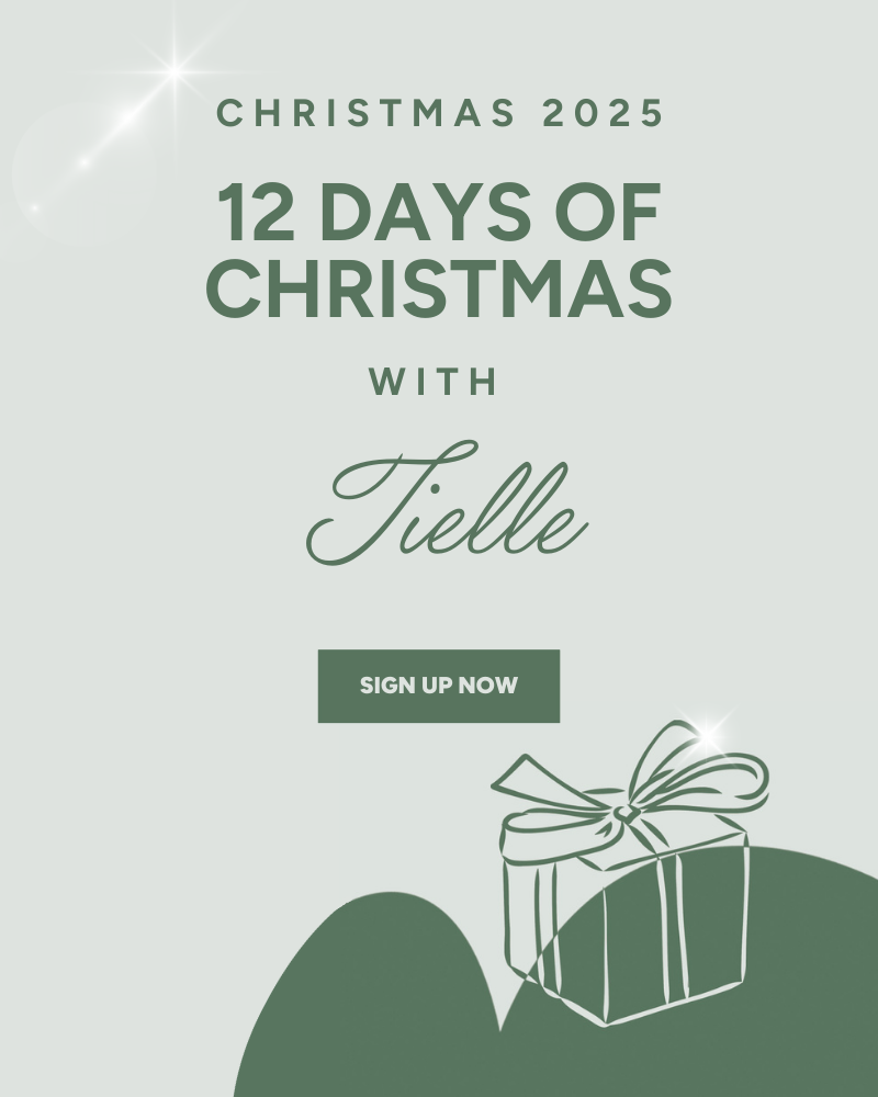 Christmas 2025. 12 days of Christmas with Tielle. Click here to sign up now