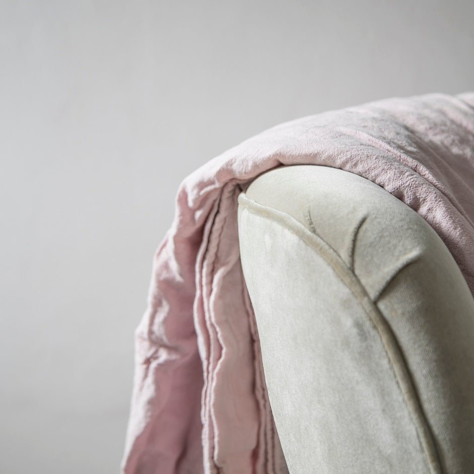 Blush Pink Linen Quilted Throw
