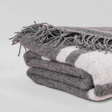 Grey 100% Pure New Wool Blanket - grey wool stripe blanket