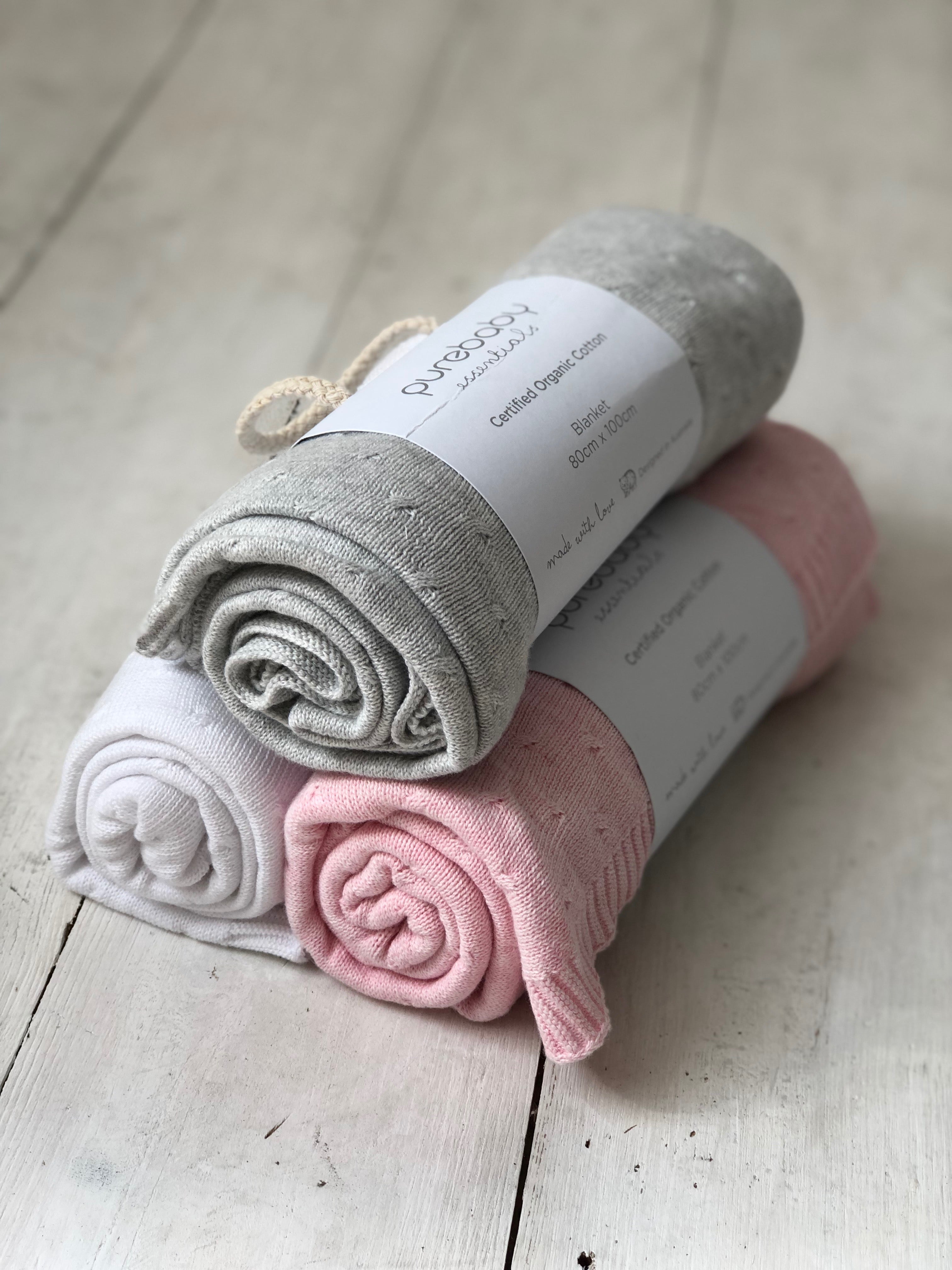 Purebaby Pale Grey Essentials Blanket