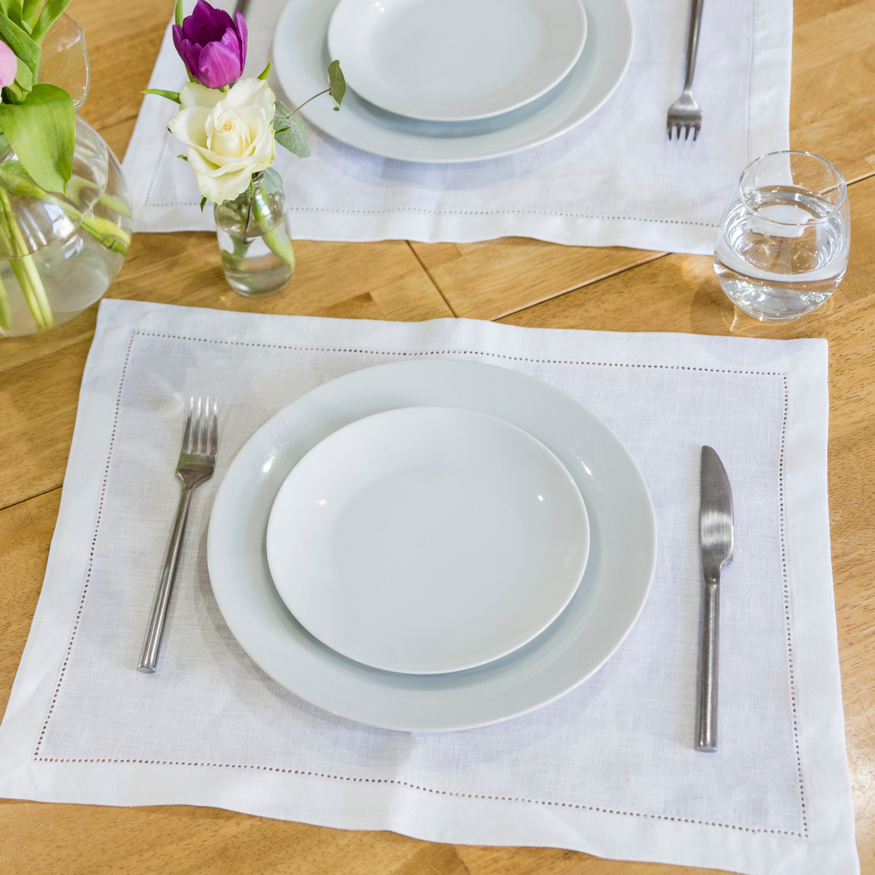 Set of 2 Hemstitch Linen Place Mats