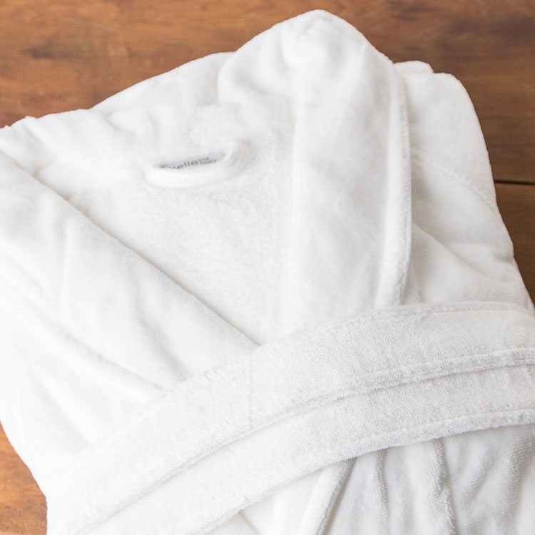 hotel white velour bath robe dressing gown