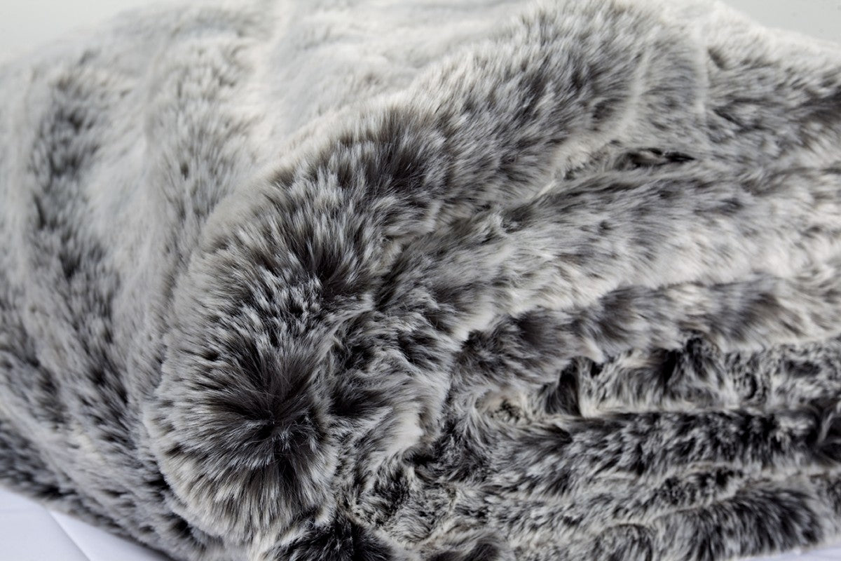 grey luxury faux fur throw 