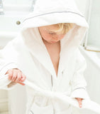 Children's Hotel Velour Robe - children's hooded bath robes white
